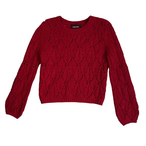 Reformation Jessica Pointelle Knit Alpaca Sweater Red Large - Picture 1 of 5